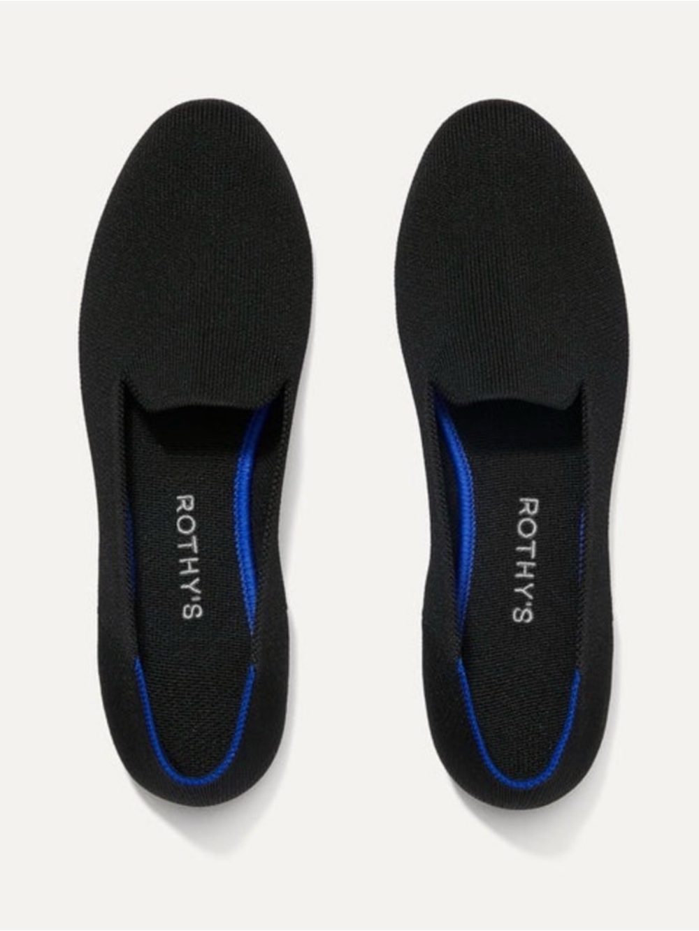Rothy's Black Knit Slip-Ons with Blue Accent